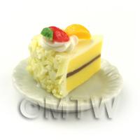 Miniature Yellow Iced Individual Strawberry and Peach Cake Slice