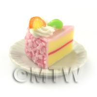 Dolls House Miniature Pink Iced Individual Kiwi and Orange Cake Slice