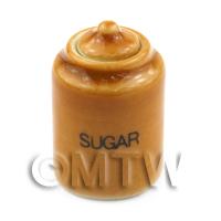 Dolls House Miniature Very Fine Brown Ceramic Sugar Jar