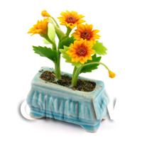 Dolls House Miniature Sunflowers in a Blue Flower Box