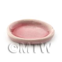 22mm Dolls House Miniature Pink Glazed Ceramic Oval Plate