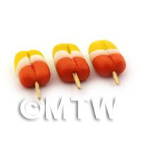 3 Miniature Orange White and Yellow Ice Lollies