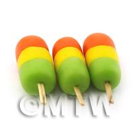 3 Miniature Orange Yellow and Green Ice Lollies