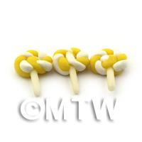 1/12th scale - 3 Miniature Yellow and White Twisty Lollies