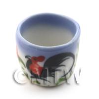 Dolls House Handmade Blue Edged Ceramic Cockerel Flower Pot