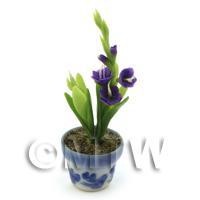 Dolls House Miniature Potted Purple Flower