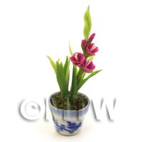 1/12th scale - Dolls House Miniature Potted Pink Flower