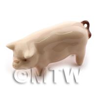 Dolls House Miniature Handmade Ceramic Pig