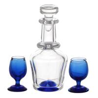 Dolls House Blue Based Decanter With 2 Small Blue Glasses
