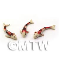 3 small Koi Carp White,Red and Black 