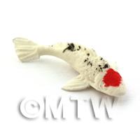 Dolls House Miniature Large Koi Carp White Black With Red Spot 