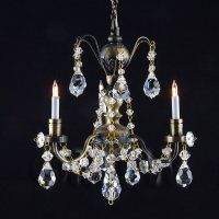 1/12th scale - [EOL]Miniature Crystal 3 Candle Chandelier with pear-drop crystals