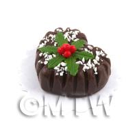 Dolls House Miniature Heart Shape Chocolate Christmas Cake