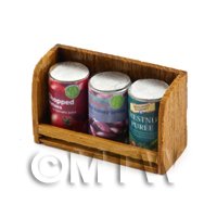 Dolls House Miniature Teak Shelf & Cans (TS3)