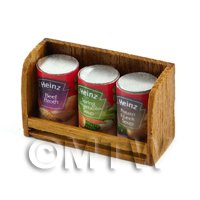 Dolls House miniature Teak Shelf & Cans (TS5)