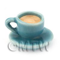Dolls House Miniature Handmade Cup of Coffee / Tea - Aqua Ceramic