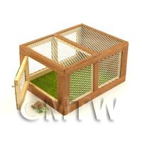 Miniature Wooden Animal Hutch With Front Opening Door And One Tortoise