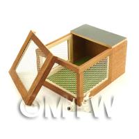 Dolls House Miniature Wooden Rabbit Hutch With 2 Rabbits