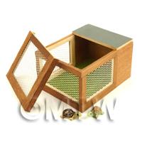 Dolls House Miniature Wooden Animal Hutch With 2 Tortoises