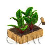 1/12th scale - Miniature Garden Wooden Crate With Growing Beetroots 