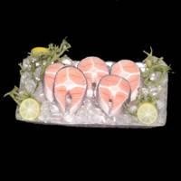 5 Dolls house Miniature Salmon Steaks on a Tray With Ice