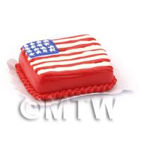 Dolls House Miniature Stars and Stripes Cake