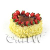 Miniature White Chocolate Heart Cake Topped With Strawberries