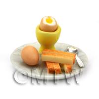 Dolls House Miniature Boiled Egg With Top off in Yellow Egg Cup
