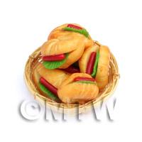6 Miniature Filled Croissants In A Small Basket
