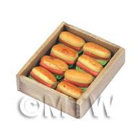 Dolls House Miniature Hot Dogs In A Wooden Tray