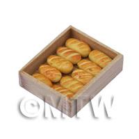 Dolls House Miniature Bread Rolls In A Wooden Bakers Tray 