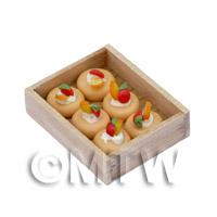 Dolls House Miniature Cream & Fruit Cakes In A Tray