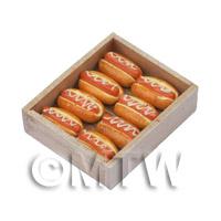 Miniature Hot Dogs With Sauce In A Bakers Tray