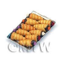 Dolls House Miniature  Filled Cream Horns On A Tray