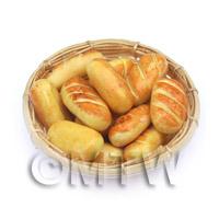 Dolls House Miniature 12 Bread Rolls In A Large Basket 