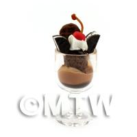  Dolls House Miniature Oreo and Cherry Ice Cream Sundae In a glass