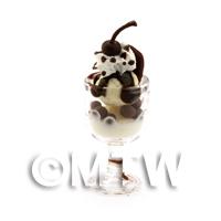  Dolls House Miniature White Chocolate Ice Cream Sundae in a Glass