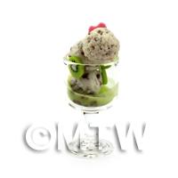  Dolls House Miniature Kiwi  Ice Cream Sundae In a Glass 