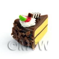 Miniature Hand Made Chocolate Cake Slice With Stawberry Slice And Cream