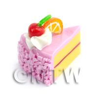 Dolls House Miniature Dark Pink Iced Hand Made Individual Cake Slice 