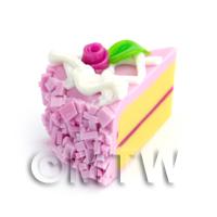 Dolls House Miniature Hand Made Pink Fondant Rose Cake Slice