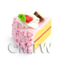 1/12th scale - Dolls House Miniature Light Pink Iced Hand Made Individual Cake Slice