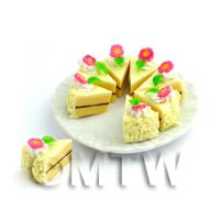 Dolls House Miniature Whole Sliced Vanilla Flower Cake 