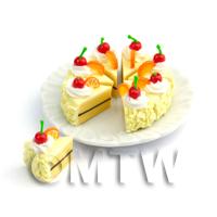 Dolls House Miniature Whole Sliced Cherry Vanilla Cake 