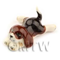 Dolls House Miniature Ceramic Sprawled Beagle Puppy