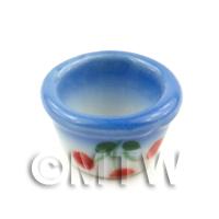 Dolls House Miniature Hand Painted Cherry Design Ceramic Flower Pot