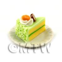 Miniature Green Iced Individual Almond and Chocolate Cake Slice