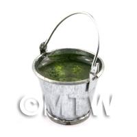 Dolls House Miniature Metal Bucket Filled With Rain Water