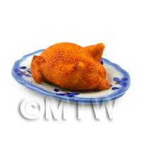 Dolls House Miniature  Roast Turkey On A Ceramic Plate