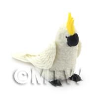 Handmade Dolls House Miniature White Cockatoo With Yellow Crown